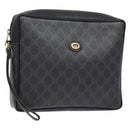 GUCCI GG Supreme Clutch Bag PVC Black Gold 156 01 053 Auth BA5207-1