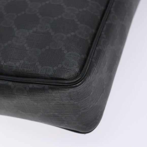 GUCCI GG Supreme Clutch Bag PVC Black Gold 156 01 053 Auth BA5207