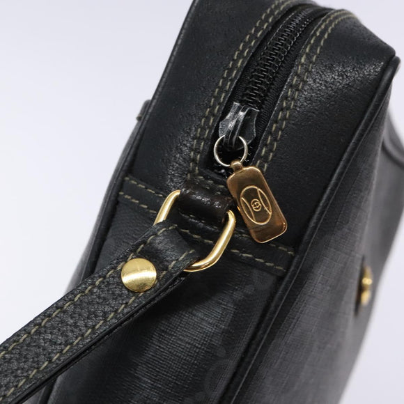 GUCCI GG Supreme Clutch Bag PVC Black Gold 156 01 053 Auth BA5207