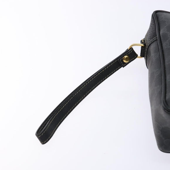 GUCCI GG Supreme Clutch Bag PVC Black Gold 156 01 053 Auth BA5207