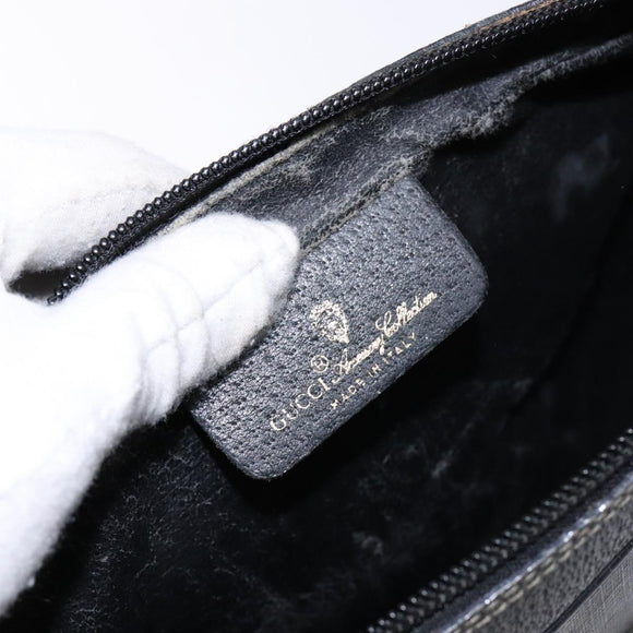 GUCCI GG Supreme Clutch Bag PVC Black Gold 156 01 053 Auth BA5207