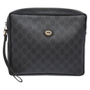 GUCCI GG Supreme Clutch Bag PVC Black Gold 156 01 053 Auth BA5207-2