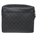 GUCCI GG Supreme Clutch Bag PVC Black Gold 156 01 053 Auth BA5207-3