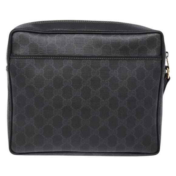 GUCCI GG Supreme Clutch Bag PVC Black Gold 156 01 053 Auth BA5207