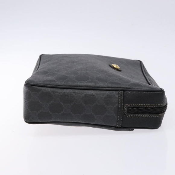 GUCCI GG Supreme Clutch Bag PVC Black Gold 156 01 053 Auth BA5207