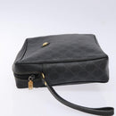 GUCCI GG Supreme Clutch Bag PVC Black Gold 156 01 053 Auth BA5207-5