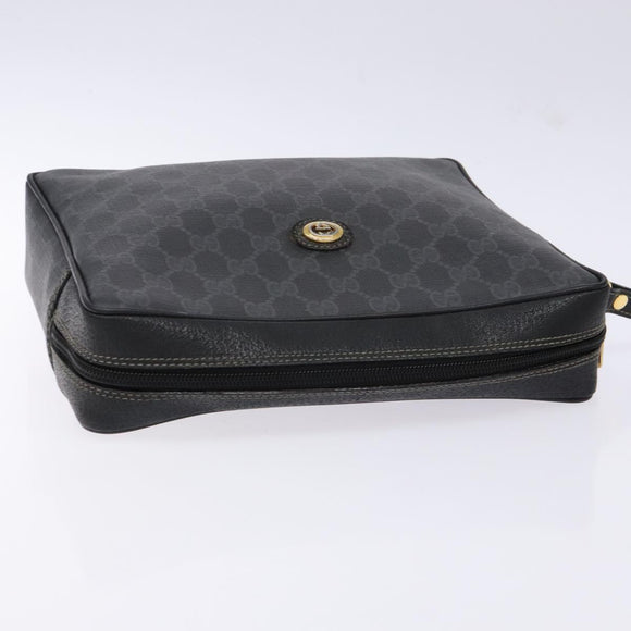 GUCCI GG Supreme Clutch Bag PVC Black Gold 156 01 053 Auth BA5207
