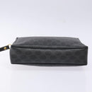 GUCCI GG Supreme Clutch Bag PVC Black Gold 156 01 053 Auth BA5207-7