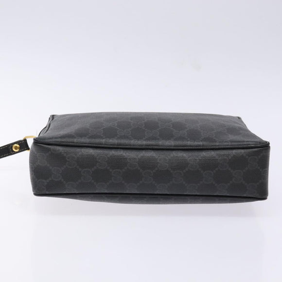 GUCCI GG Supreme Clutch Bag PVC Black Gold 156 01 053 Auth BA5207