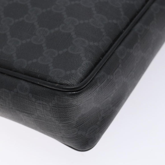 GUCCI GG Supreme Clutch Bag PVC Black Gold 156 01 053 Auth BA5207