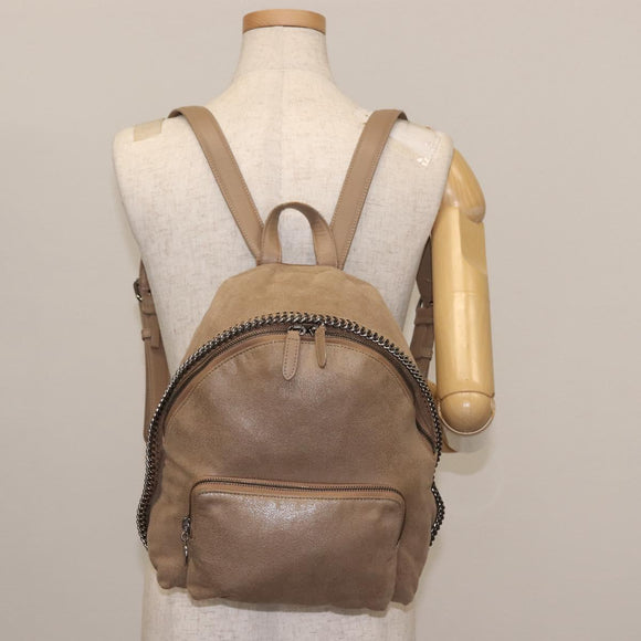 Stella MacCartney Backpack Suede Beige Silver 410905 Auth BA5213