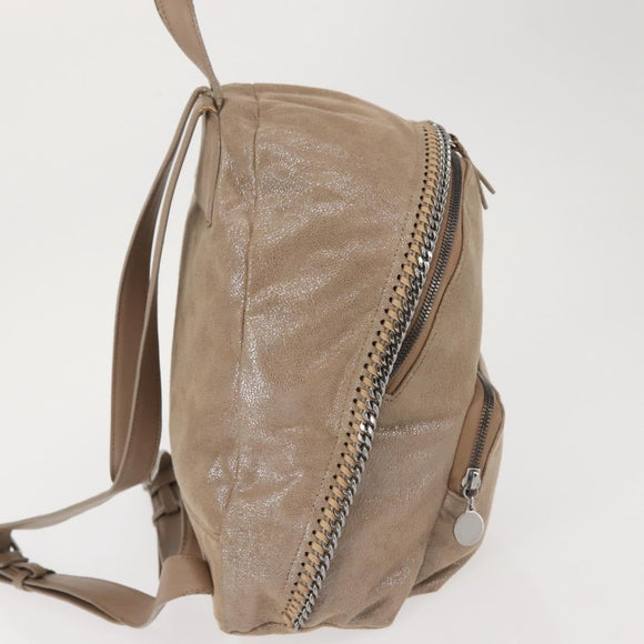 Stella MacCartney Backpack Suede Beige Silver 410905 Auth BA5213
