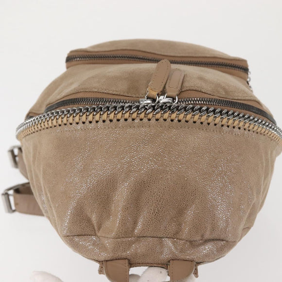 Stella MacCartney Backpack Suede Beige Silver 410905 Auth BA5213