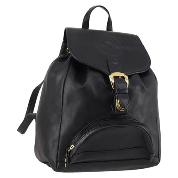 Gianni Versace Backpack Leather Black Gold Auth BA5214