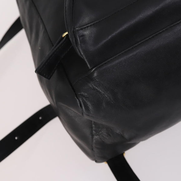 Gianni Versace Backpack Leather Black Gold Auth BA5214