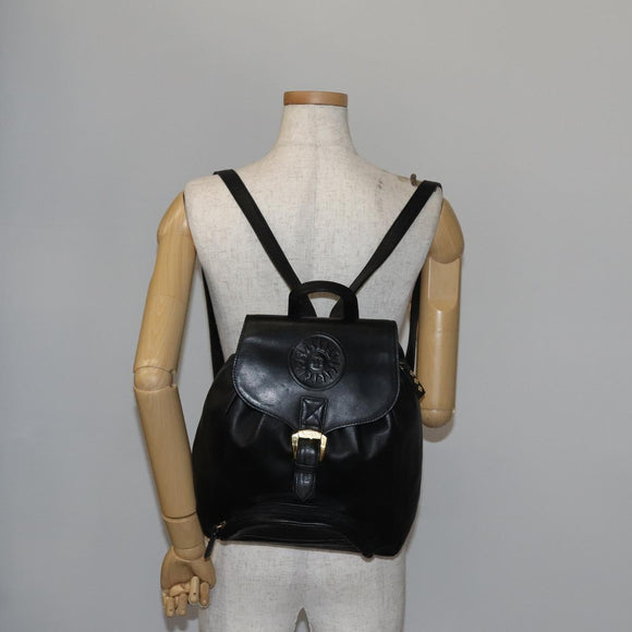 Gianni Versace Backpack Leather Black Gold Auth BA5214