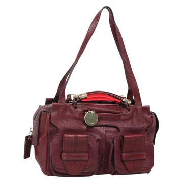 Chloe Saskia Hand Bag Leather Bordeaux Gold Auth BA5217