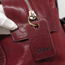 Chloe Saskia Hand Bag Leather Bordeaux Gold Auth BA5217-18
