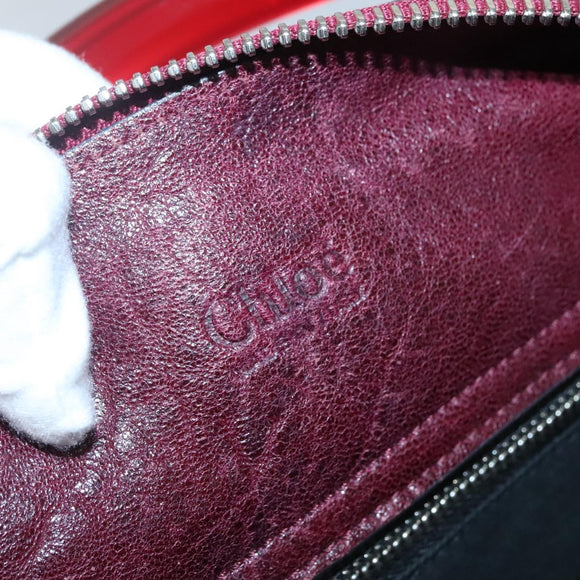 Chloe Saskia Hand Bag Leather Bordeaux Gold Auth BA5217