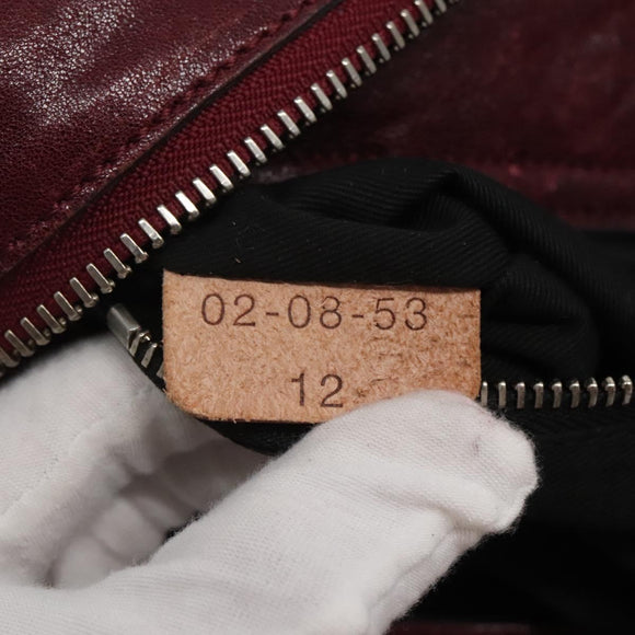 Chloe Saskia Hand Bag Leather Bordeaux Gold Auth BA5217