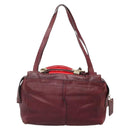 Chloe Saskia Hand Bag Leather Bordeaux Gold Auth BA5217-2