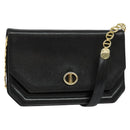 Christian Dior Chain Shoulder Bag Leather Black Gold Auth BA5226-1