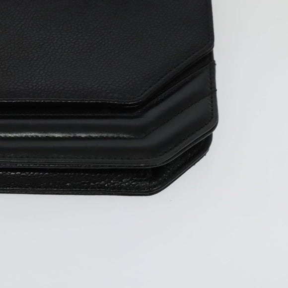 Christian Dior Chain Shoulder Bag Leather Black Gold Auth BA5226