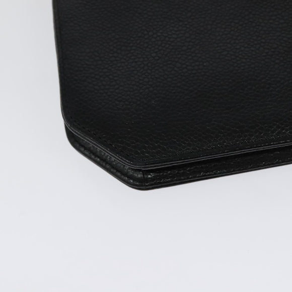 Christian Dior Chain Shoulder Bag Leather Black Gold Auth BA5226