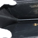 Christian Dior Chain Shoulder Bag Leather Black Gold Auth BA5226-18