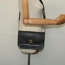 Christian Dior Chain Shoulder Bag Leather Black Gold Auth BA5226-20
