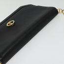 Christian Dior Chain Shoulder Bag Leather Black Gold Auth BA5226-6