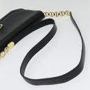 Christian Dior Chain Shoulder Bag Leather Black Gold Auth BA5226-7