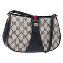 GUCCI GG Supreme Sherry Line Shoulder Bag PVC Navy Gold 72 02 024 Auth BA5227-1