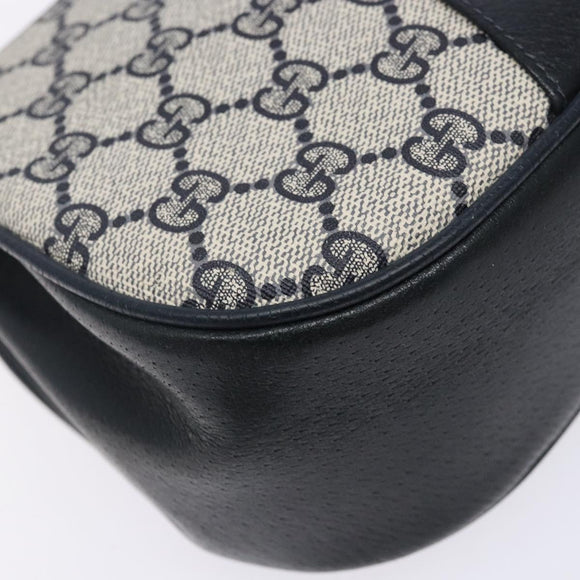 GUCCI GG Supreme Sherry Line Shoulder Bag PVC Navy Gold 72 02 024 Auth BA5227