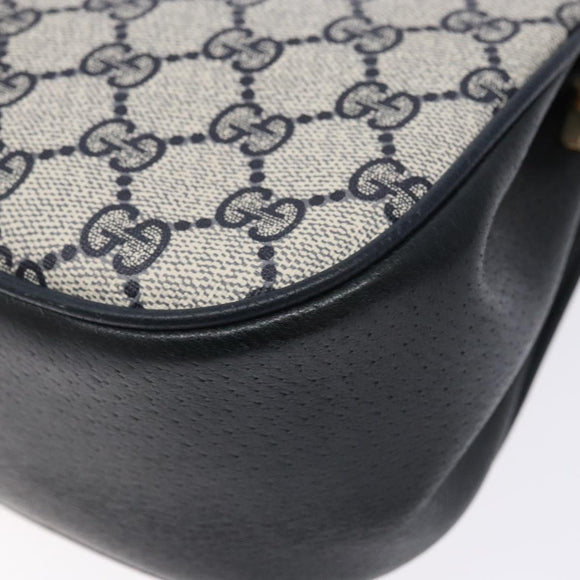 GUCCI GG Supreme Sherry Line Shoulder Bag PVC Navy Gold 72 02 024 Auth BA5227