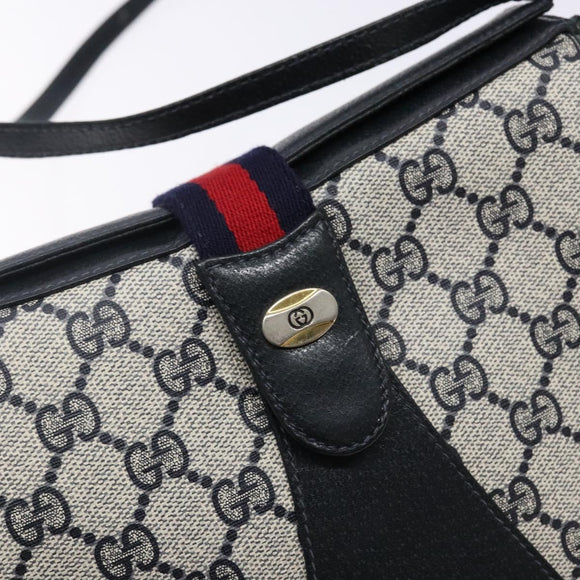 GUCCI GG Supreme Sherry Line Shoulder Bag PVC Navy Gold 72 02 024 Auth BA5227