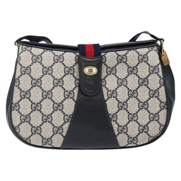 GUCCI GG Supreme Sherry Line Shoulder Bag PVC Navy Gold 72 02 024 Auth BA5227 - 0