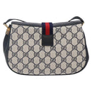GUCCI GG Supreme Sherry Line Shoulder Bag PVC Navy Gold 72 02 024 Auth BA5227-3