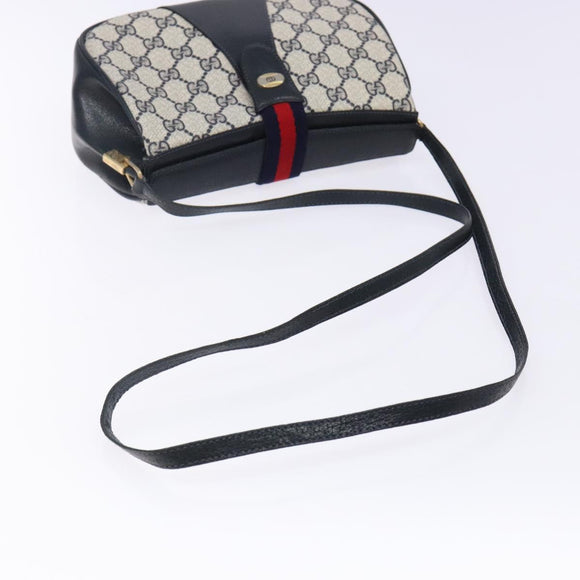 GUCCI GG Supreme Sherry Line Shoulder Bag PVC Navy Gold 72 02 024 Auth BA5227