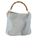 GUCCI Bamboo Hand Bag Suede 2way Light Blue Gold 001 1638 Auth BA5228-1