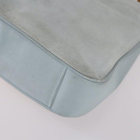 GUCCI Bamboo Hand Bag Suede 2way Light Blue Gold 001 1638 Auth BA5228