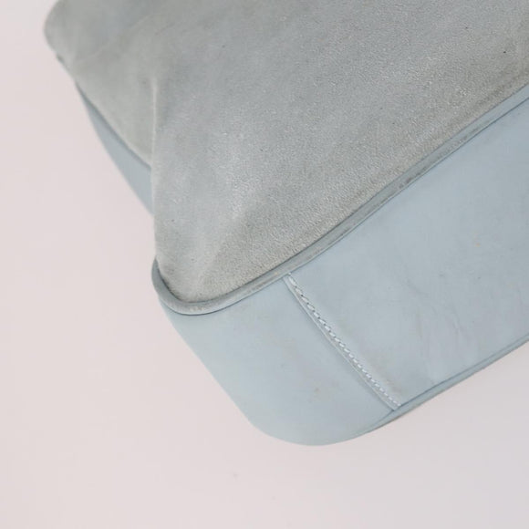 GUCCI Bamboo Hand Bag Suede 2way Light Blue Gold 001 1638 Auth BA5228