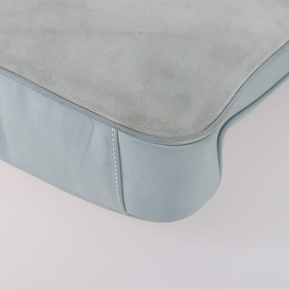 GUCCI Bamboo Hand Bag Suede 2way Light Blue Gold 001 1638 Auth BA5228