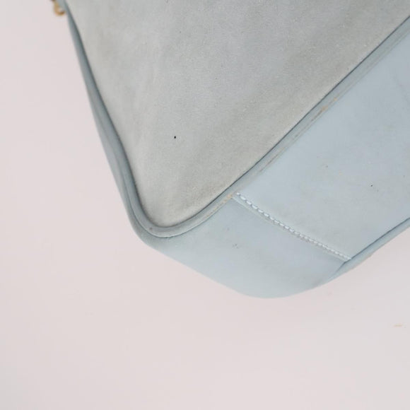 GUCCI Bamboo Hand Bag Suede 2way Light Blue Gold 001 1638 Auth BA5228