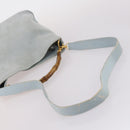 GUCCI Bamboo Hand Bag Suede 2way Light Blue Gold 001 1638 Auth BA5228-7
