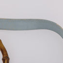 GUCCI Bamboo Hand Bag Suede 2way Light Blue Gold 001 1638 Auth BA5228-8