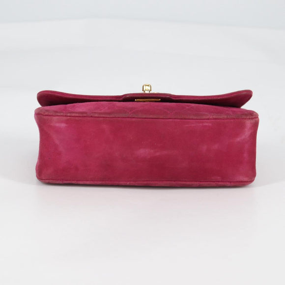 CHANEL Matelasse Chain Shoulder Bag Suede Purple Gold CC Auth BA5229