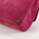 CHANEL Matelasse Chain Shoulder Bag Suede Purple Gold CC Auth BA5229-17