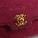 CHANEL Matelasse Chain Shoulder Bag Suede Purple Gold CC Auth BA5229-18