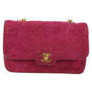 CHANEL Matelasse Chain Shoulder Bag Suede Purple Gold CC Auth BA5229-2